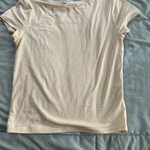 Yellow-Cream Short Sleeve Women's Top